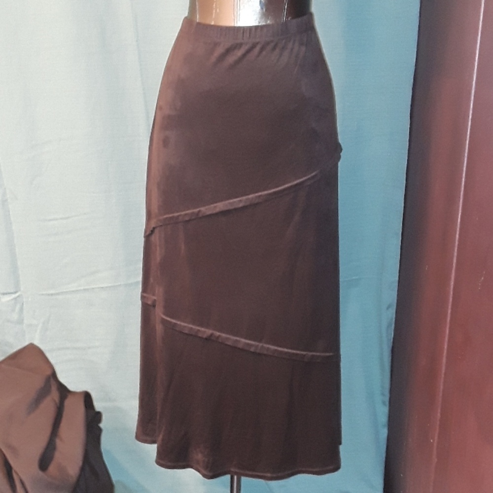 Chiasso Long Soft Brown Maxi Skirt Asymmetrical
